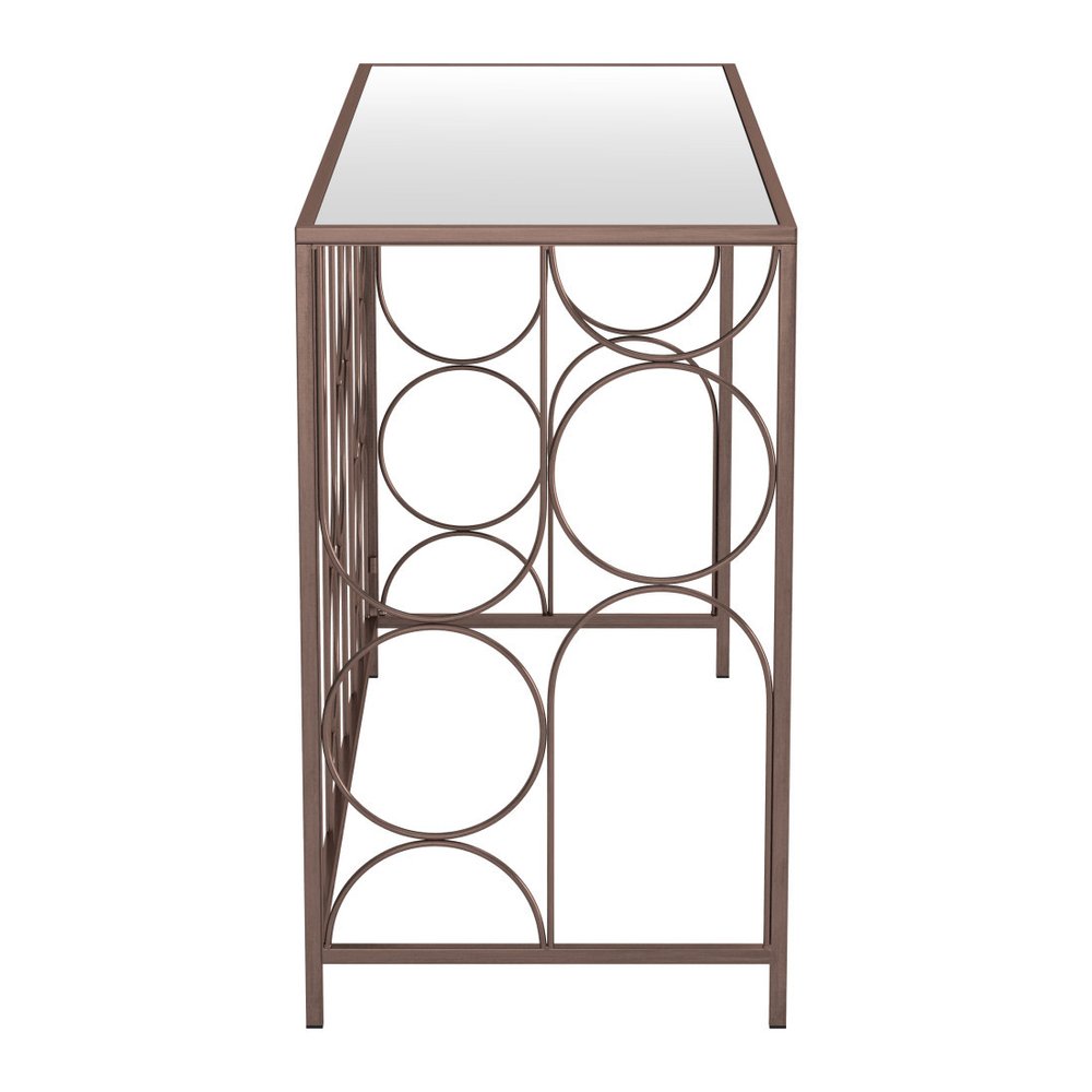 50" Clear and Bronze Mirrored Glass and Steel Frame Console Table HomeRoots
