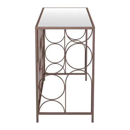 50" Clear and Bronze Mirrored Glass and Steel Frame Console Table HomeRoots