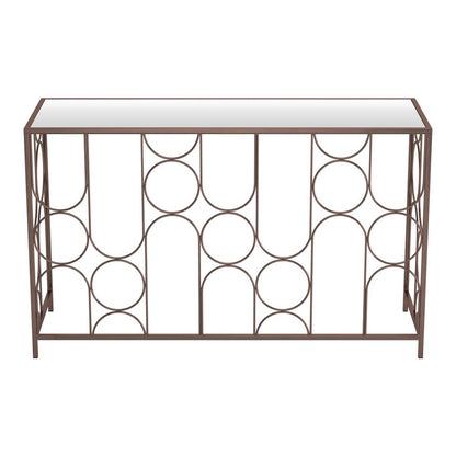 50" Clear and Bronze Mirrored Glass and Steel Frame Console Table HomeRoots