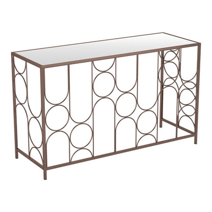50" Clear and Bronze Mirrored Glass and Steel Frame Console Table HomeRoots