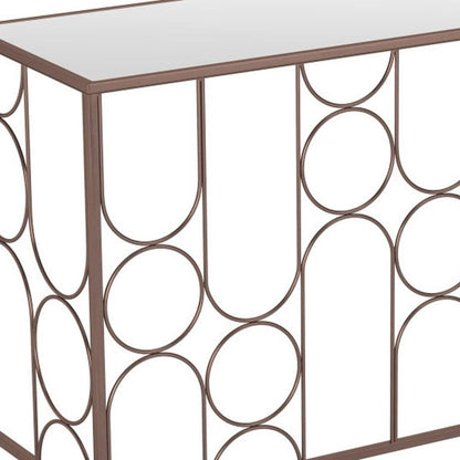 50" Clear and Bronze Mirrored Glass and Steel Frame Console Table HomeRoots
