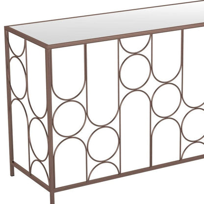 50" Clear and Bronze Mirrored Glass and Steel Frame Console Table HomeRoots