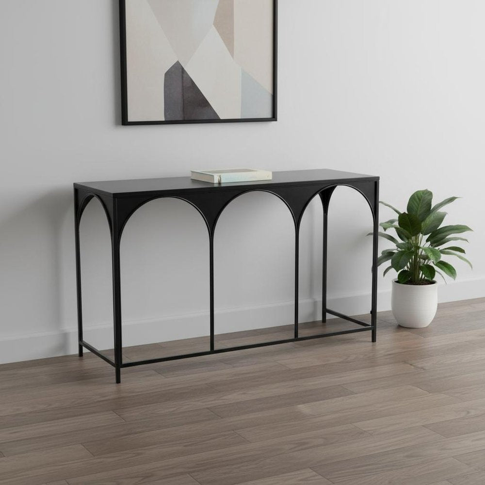 50" Black Steel Frame Console Table HomeRoots