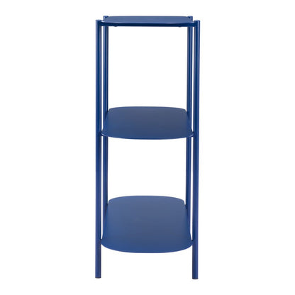 36" Blue Steel Oval Console Table With Two Shelves HomeRoots