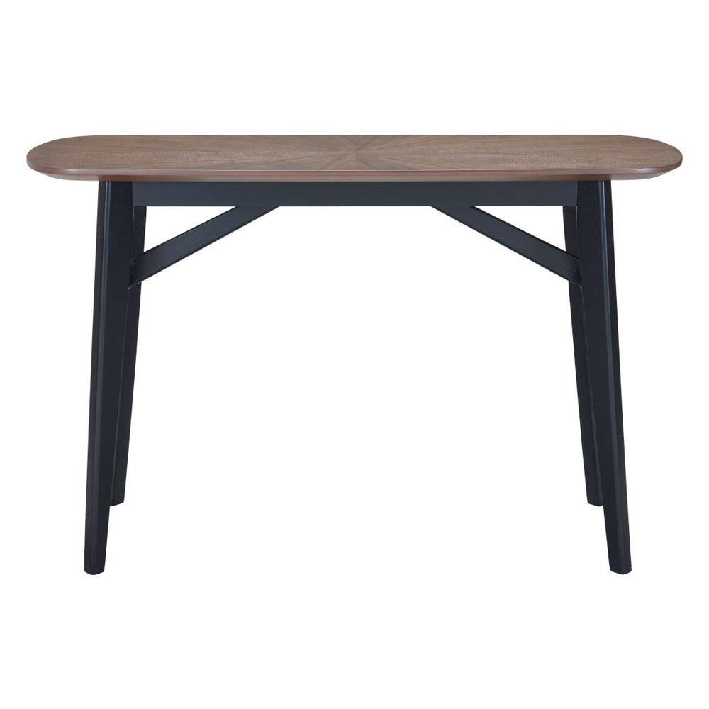 48" Espresso and Black Solid Wood Oval Console Table HomeRoots