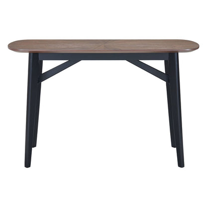 48" Espresso and Black Solid Wood Oval Console Table HomeRoots