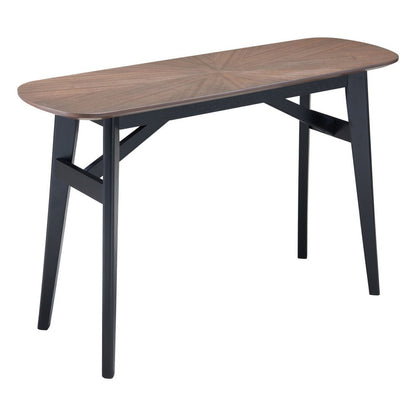 48" Espresso and Black Solid Wood Oval Console Table HomeRoots