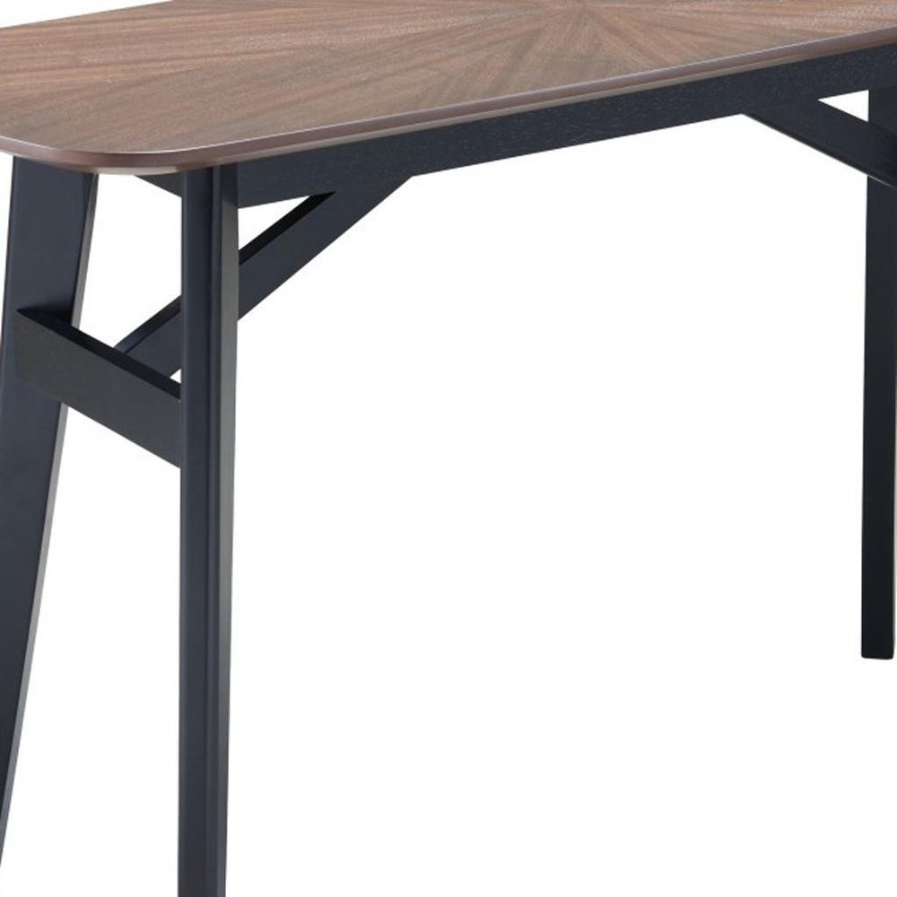 48" Espresso and Black Solid Wood Oval Console Table HomeRoots