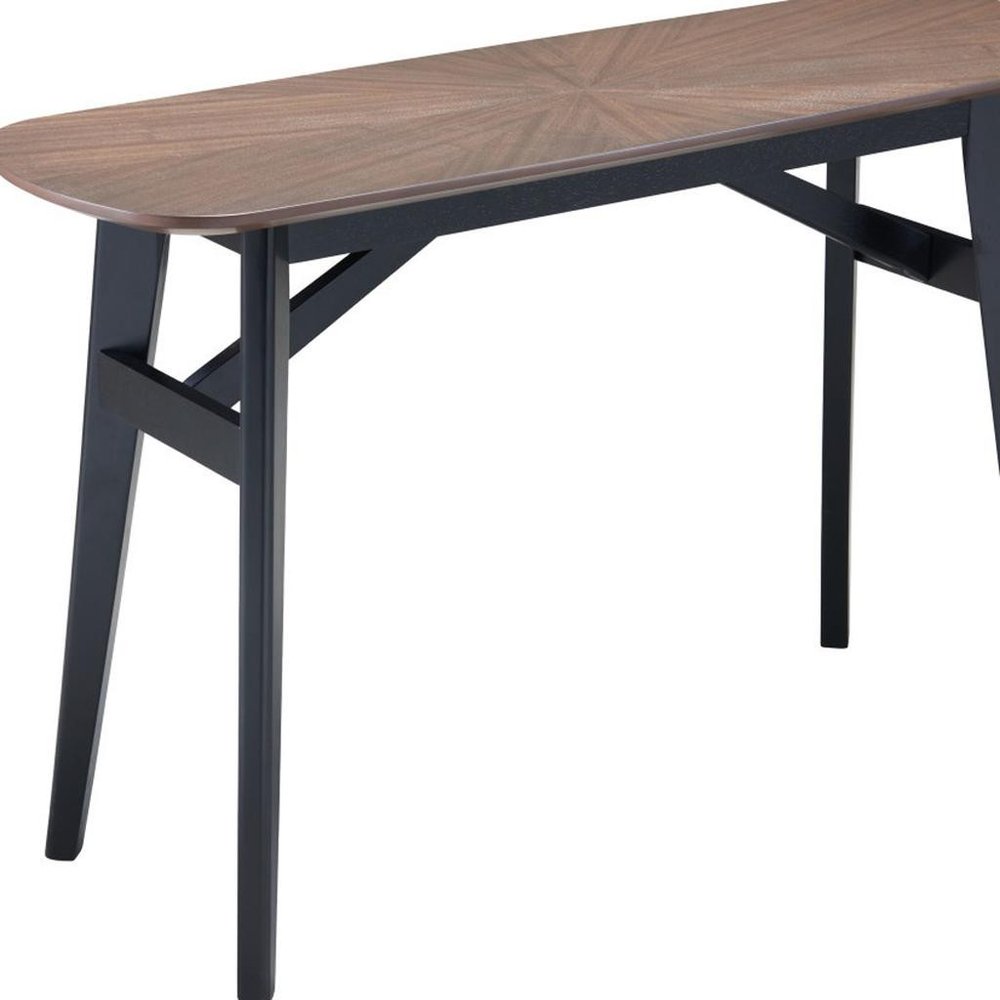 48" Espresso and Black Solid Wood Oval Console Table HomeRoots