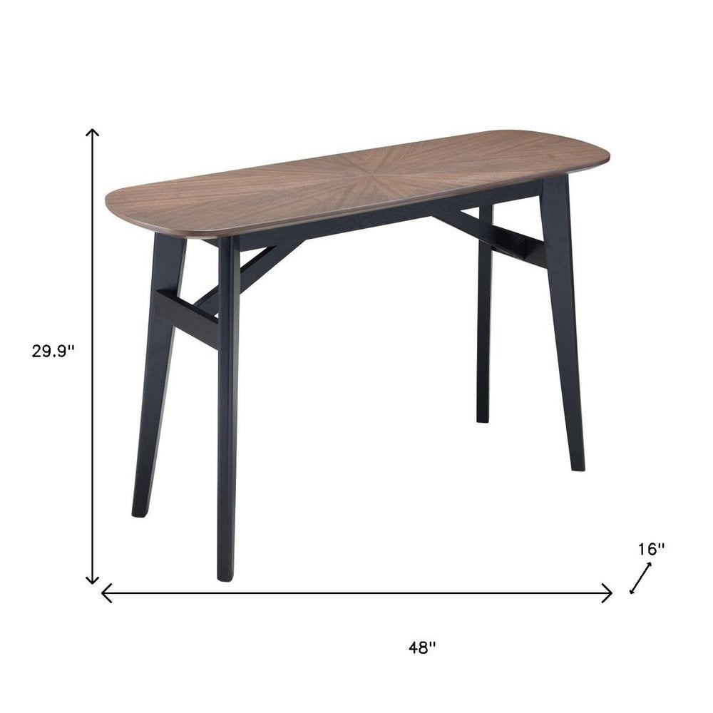 48" Espresso and Black Solid Wood Oval Console Table HomeRoots