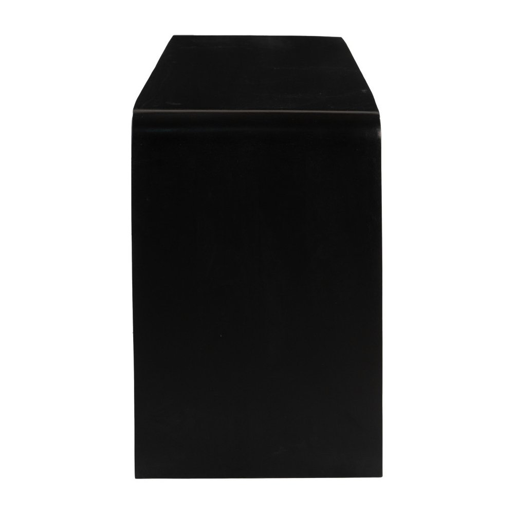 67" Black And Natural Solid Wood Sideboard with Four Doors HomeRoots
