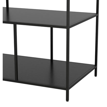 54" White and Black Genuine Marble and Steel Frame Console Table With Two Shelves HomeRoots
