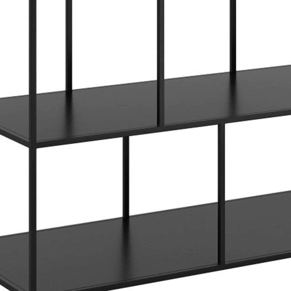 54" White and Black Genuine Marble and Steel Frame Console Table With Two Shelves — view 1