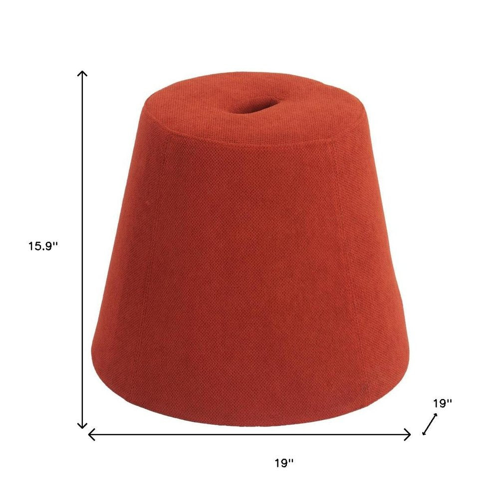 19" Yellow Upholstered Pouf Round Cone Ottoman — view 3