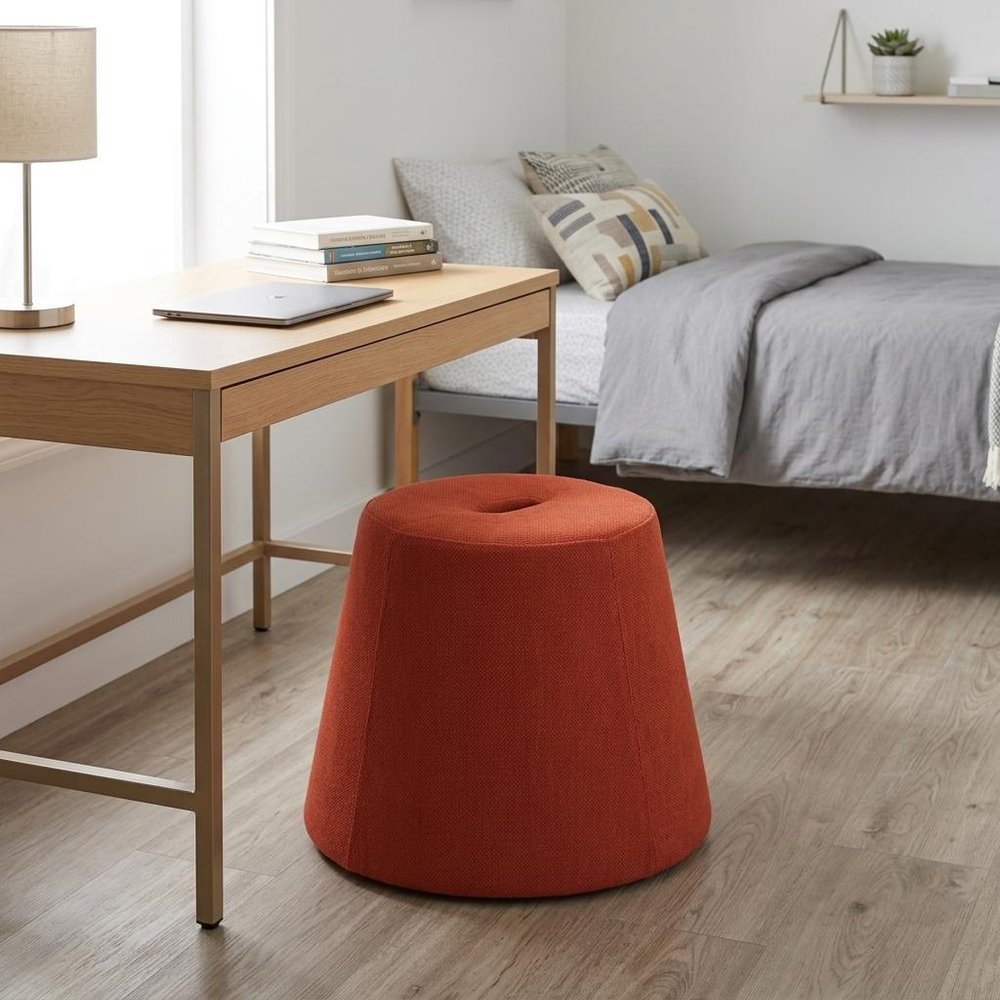19" Yellow Upholstered Pouf Round Cone Ottoman HomeRoots