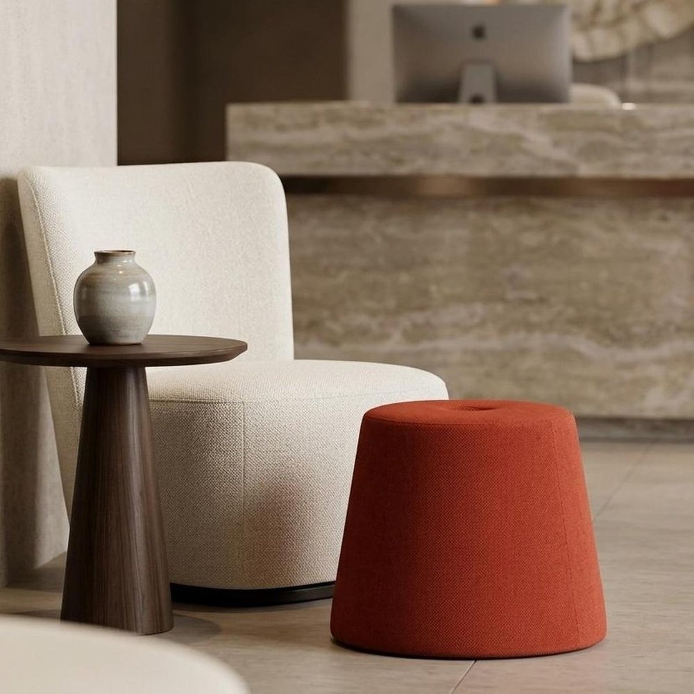 19" Yellow Upholstered Pouf Round Cone Ottoman — view 12