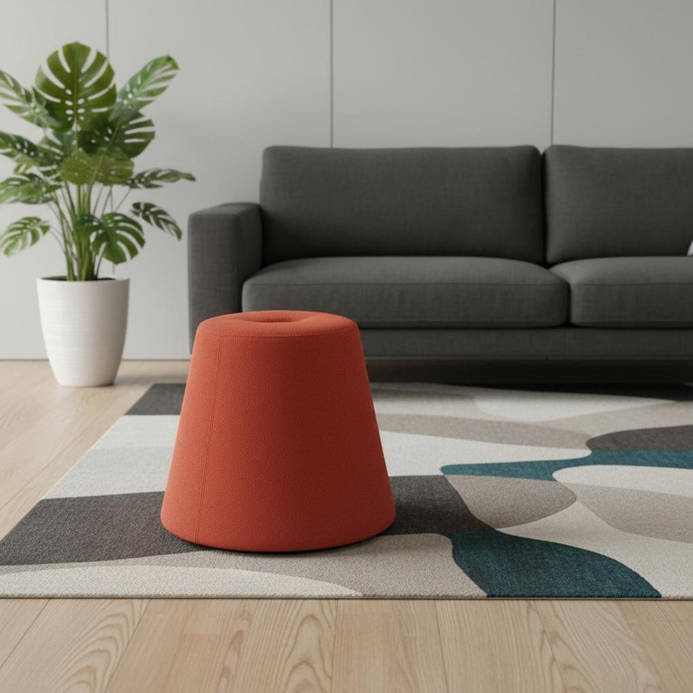 19" Yellow Upholstered Pouf Round Cone Ottoman HomeRoots