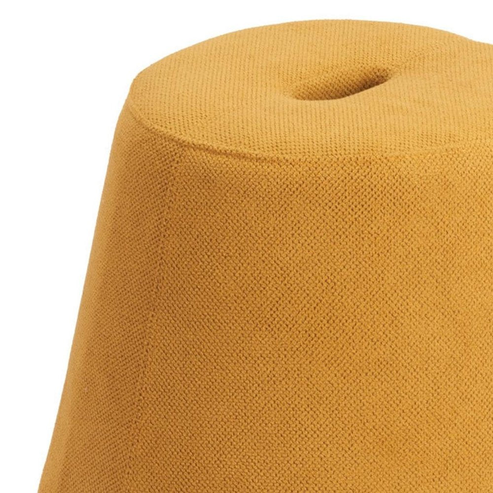 19" Yellow Upholstered Pouf Round Cone Ottoman HomeRoots