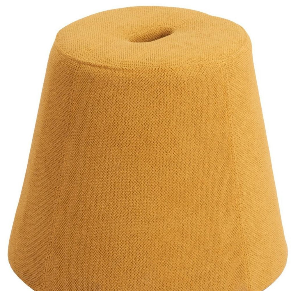 19" Yellow Upholstered Pouf Round Cone Ottoman HomeRoots