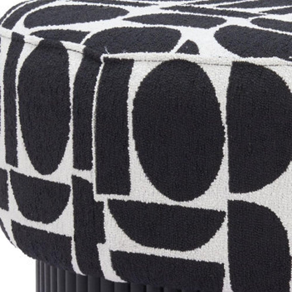 20" Black And White And Black Wood And Upholstery Cylinder Ottoman With Storage — view 8