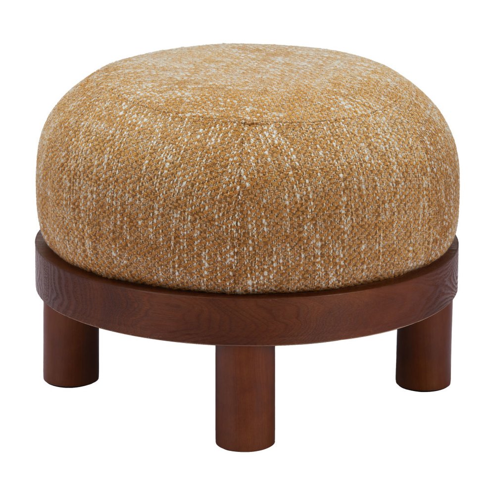 23" Wisteria And Brown Upholstery Abstract Round Ottoman — view 5