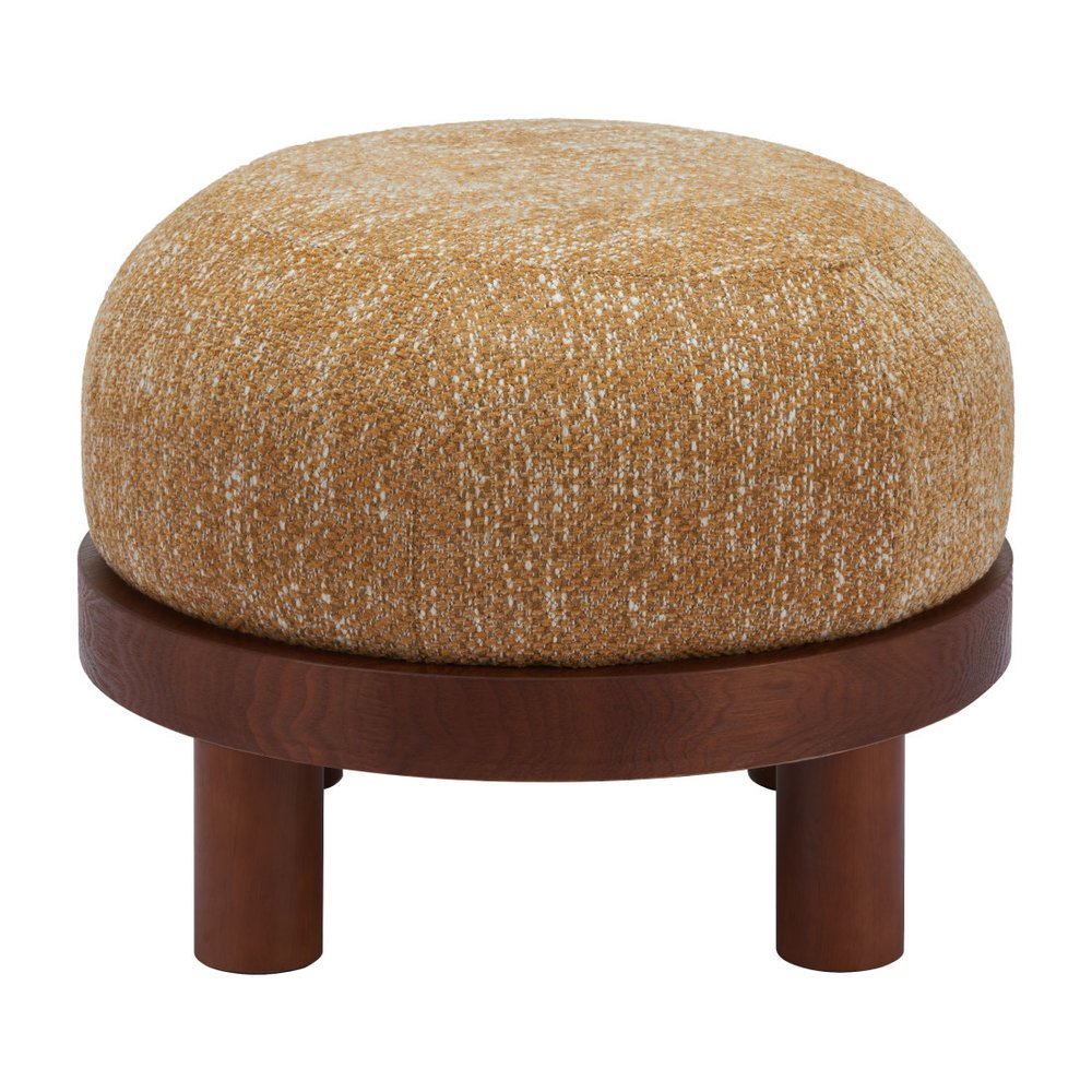 23" Wisteria And Brown Upholstery Abstract Round Ottoman — view 6
