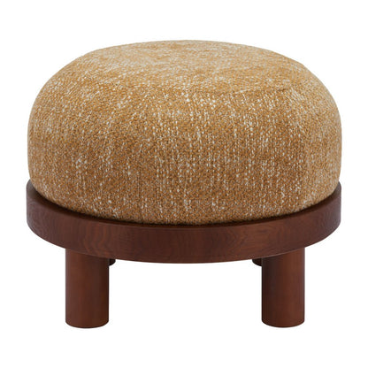 23" Wisteria And Brown Upholstery Abstract Round Ottoman HomeRoots