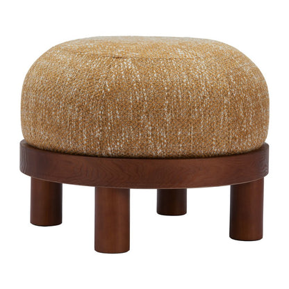 23" Wisteria And Brown Upholstery Abstract Round Ottoman HomeRoots