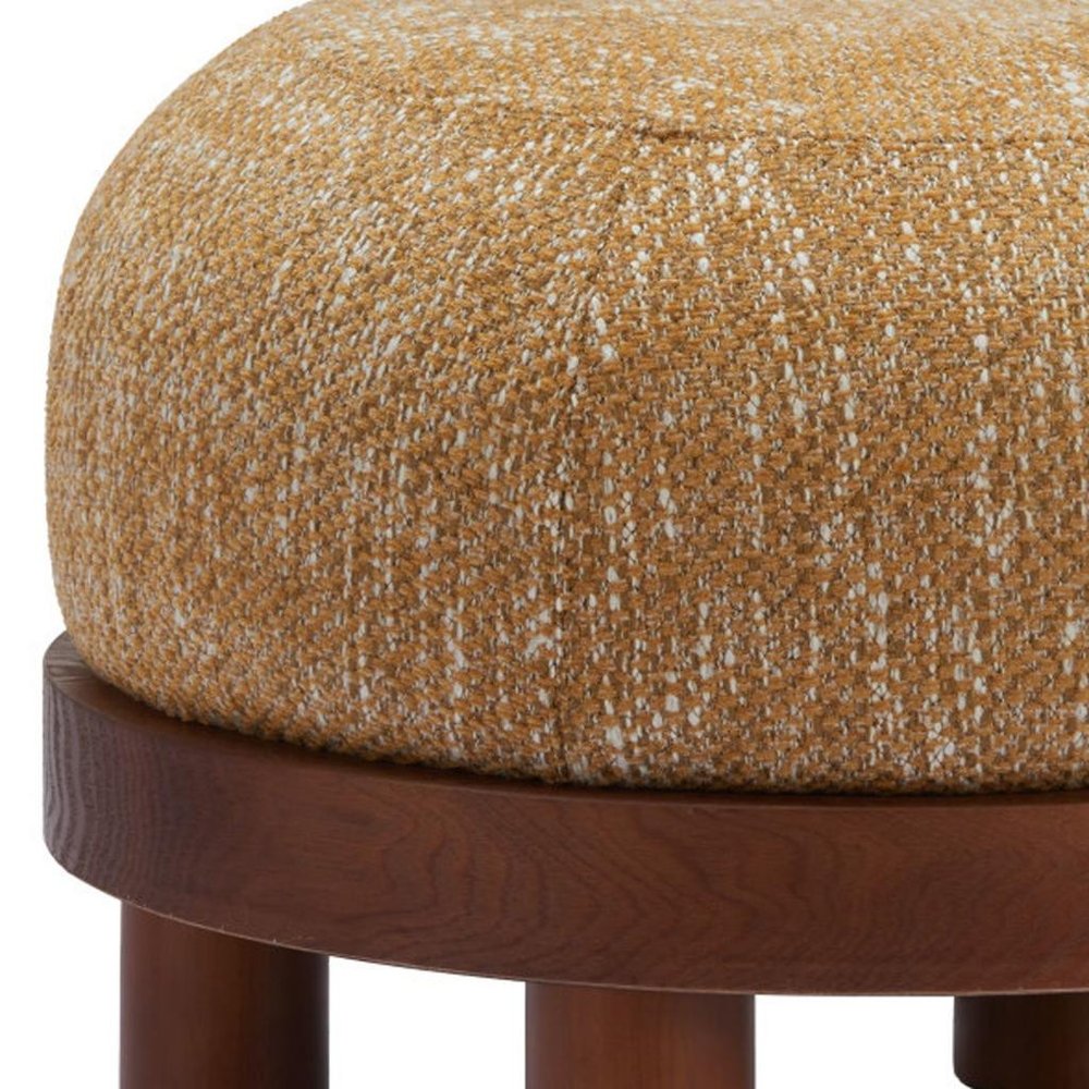 23" Wisteria And Brown Upholstery Abstract Round Ottoman — view 1