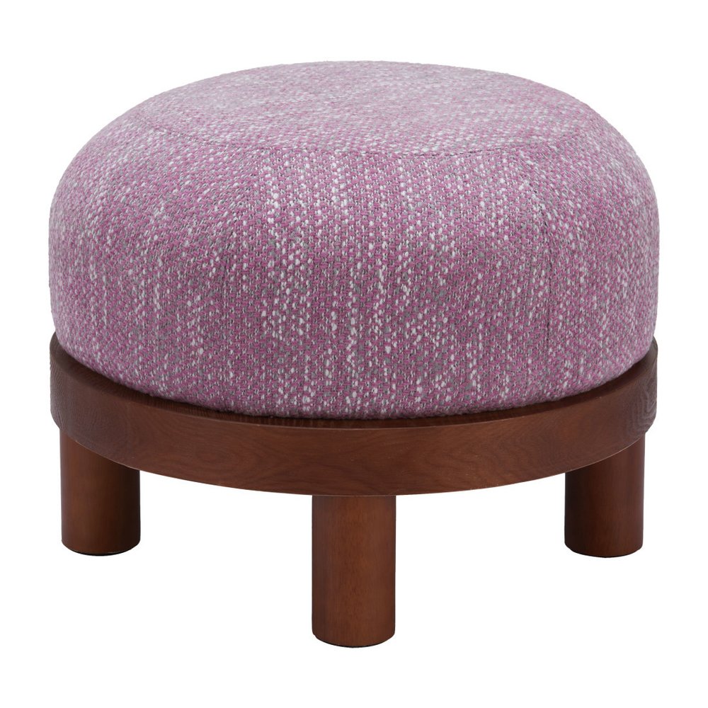23" Wisteria And Brown Upholstery Abstract Round Ottoman — view 5