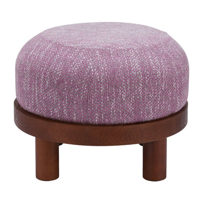 23" Wisteria And Brown Upholstery Abstract Round Ottoman HomeRoots