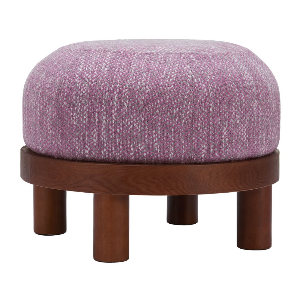 23" Wisteria And Brown Upholstery Abstract Round Ottoman — view 7