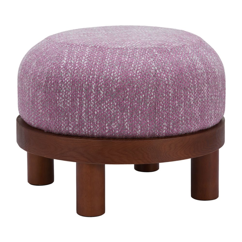 23" Wisteria And Brown Upholstery Abstract Round Ottoman — view 8