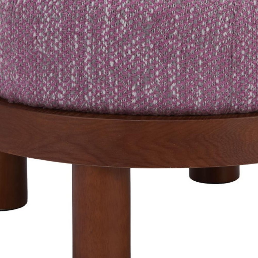 23" Wisteria And Brown Upholstery Abstract Round Ottoman HomeRoots