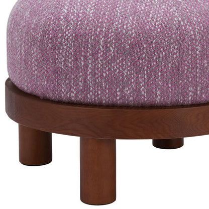 23" Wisteria And Brown Upholstery Abstract Round Ottoman HomeRoots