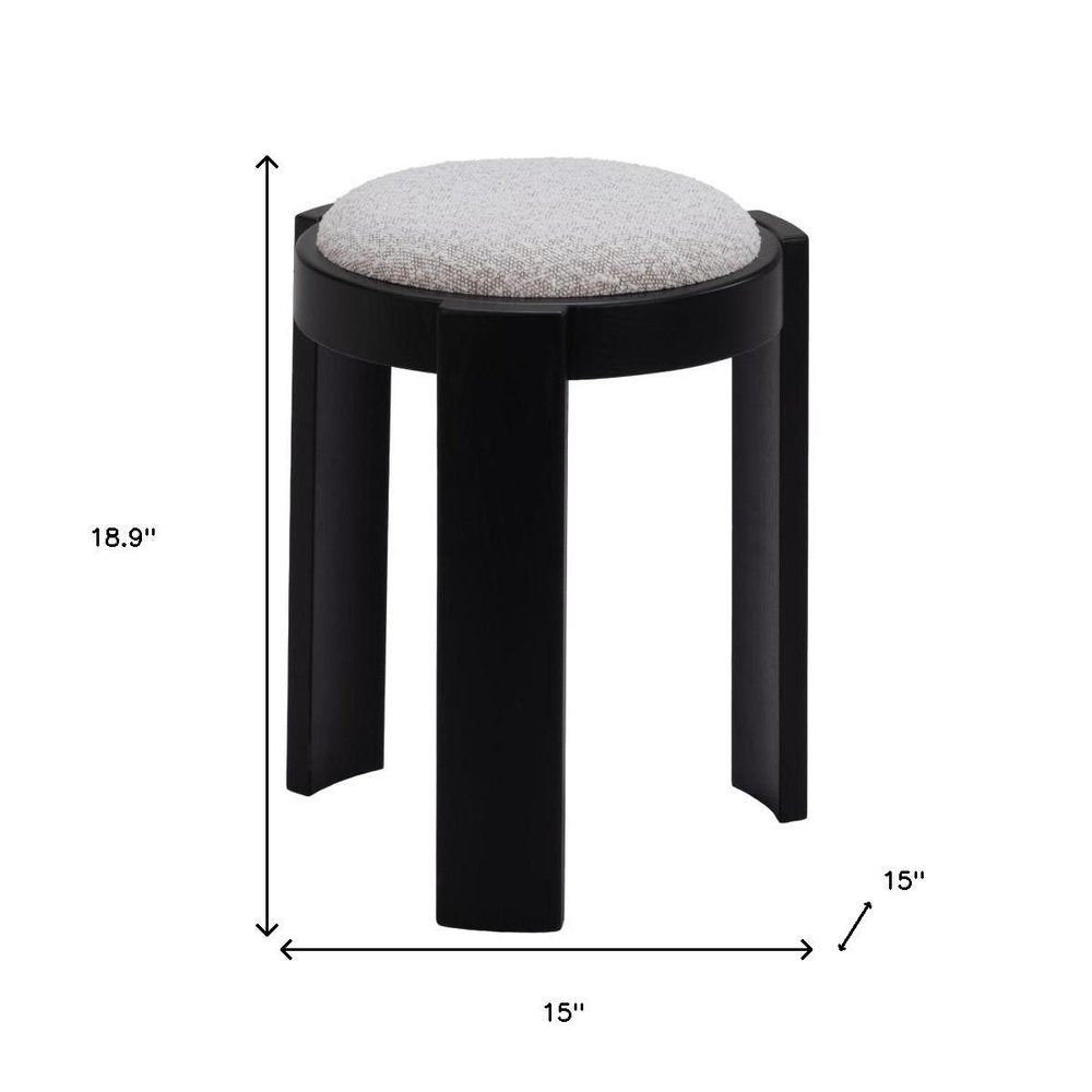 15" Gray and Black Upholstery Round Ottoman HomeRoots