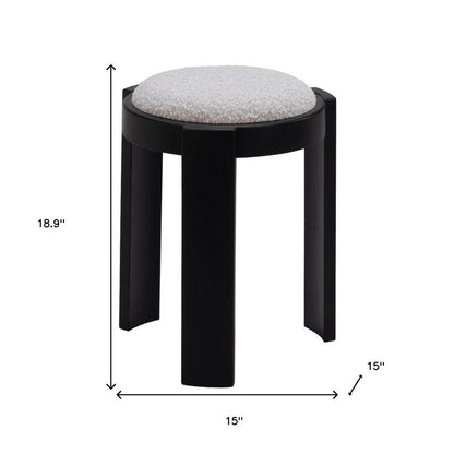 15" Gray and Black Upholstery Round Ottoman HomeRoots