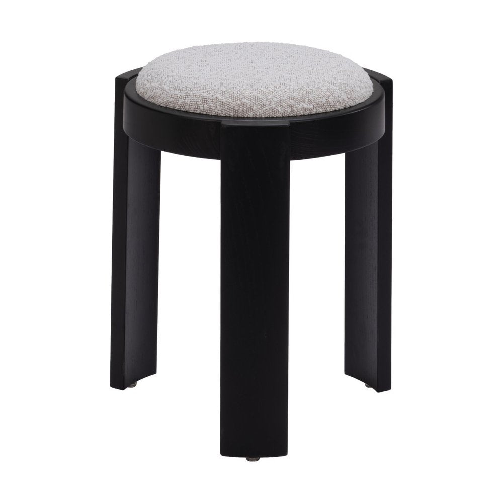 15" Gray and Black Upholstery Round Ottoman HomeRoots
