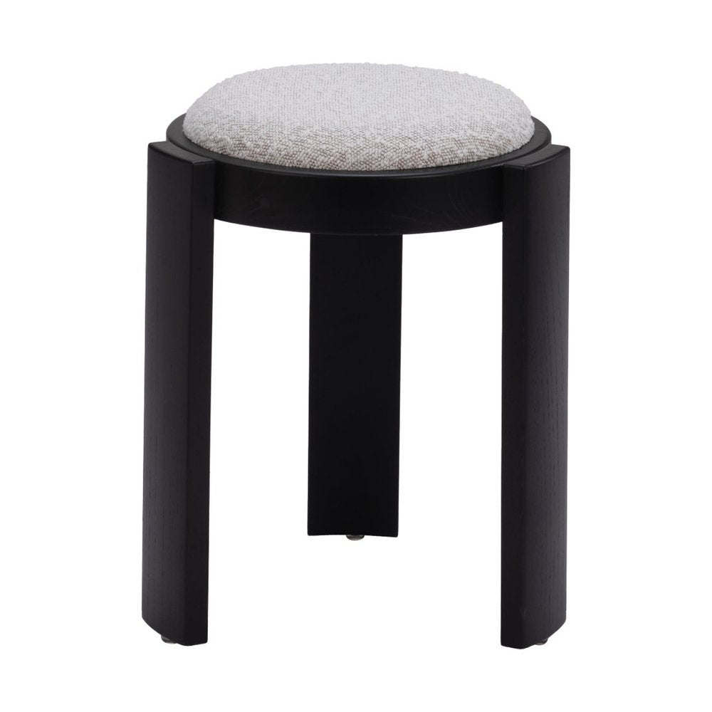 15" Gray and Black Upholstery Round Ottoman — view 2