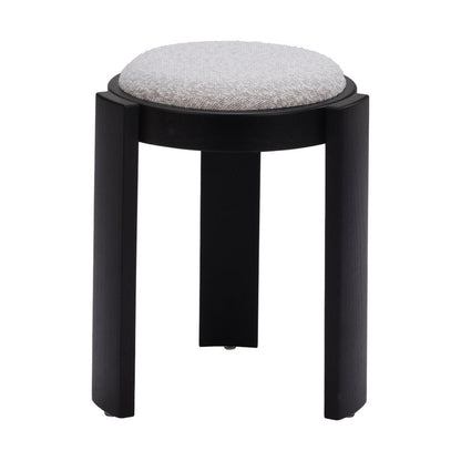 15" Gray and Black Upholstery Round Ottoman HomeRoots