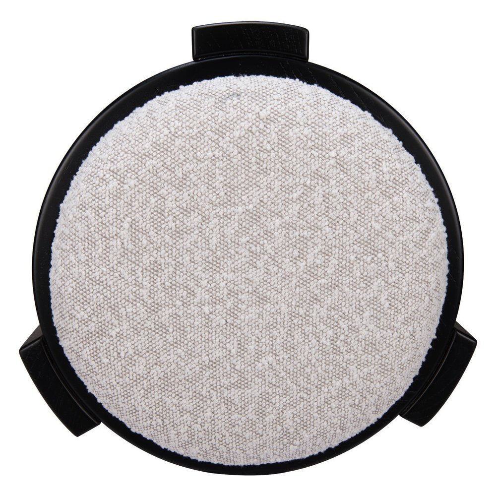 15" Gray and Black Upholstery Round Ottoman HomeRoots
