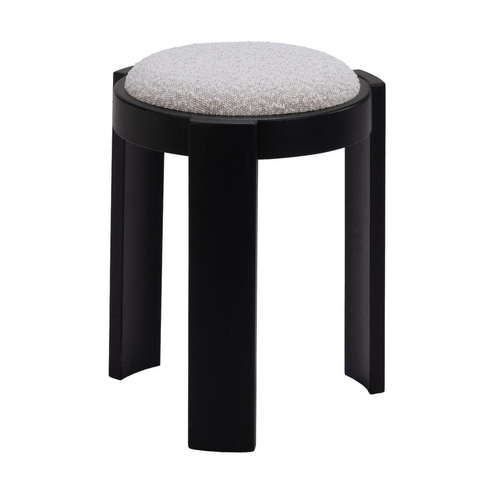 15" Gray and Black Upholstery Round Ottoman — view 4