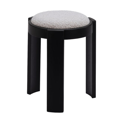 15" Gray and Black Upholstery Round Ottoman HomeRoots