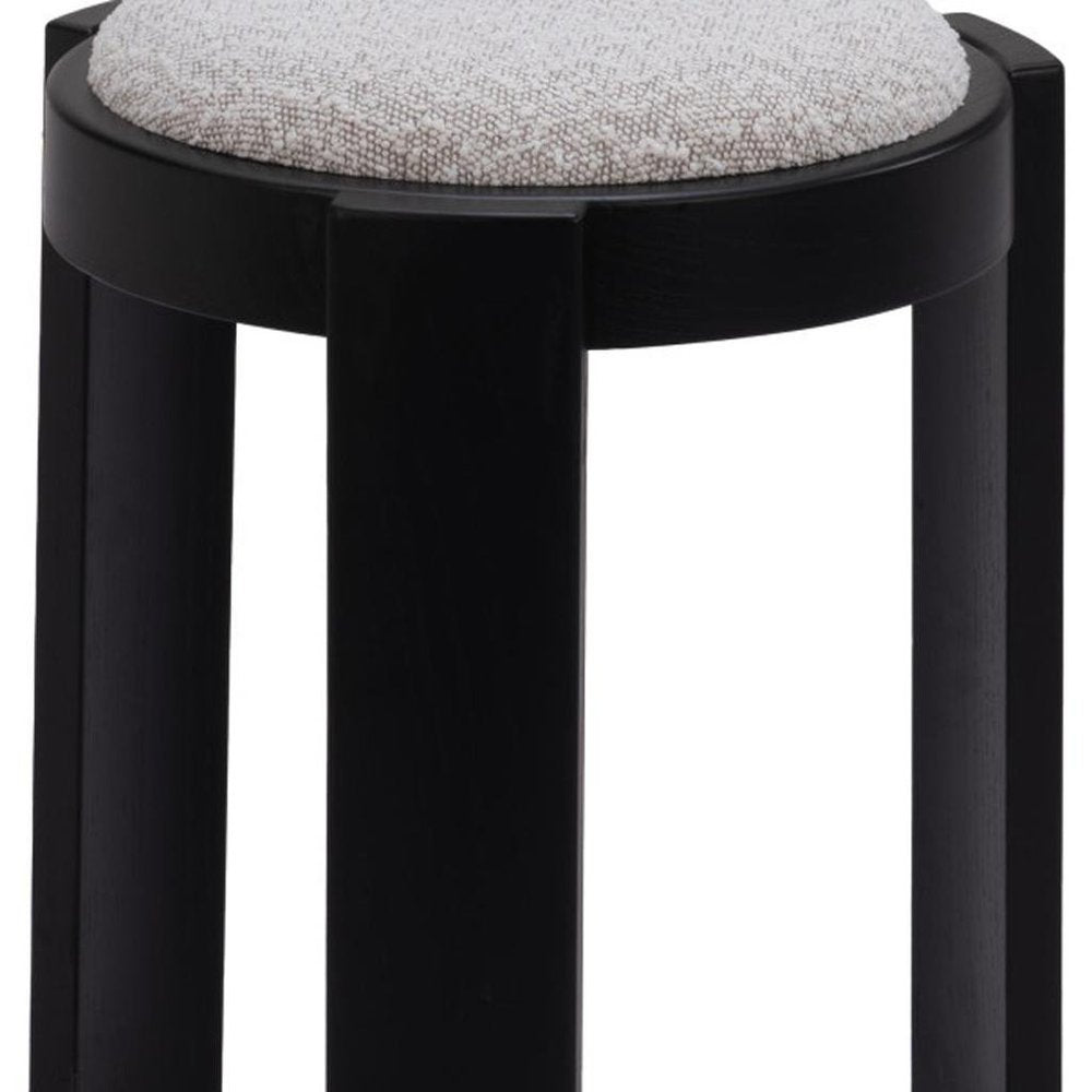 15" Gray and Black Upholstery Round Ottoman — view 7