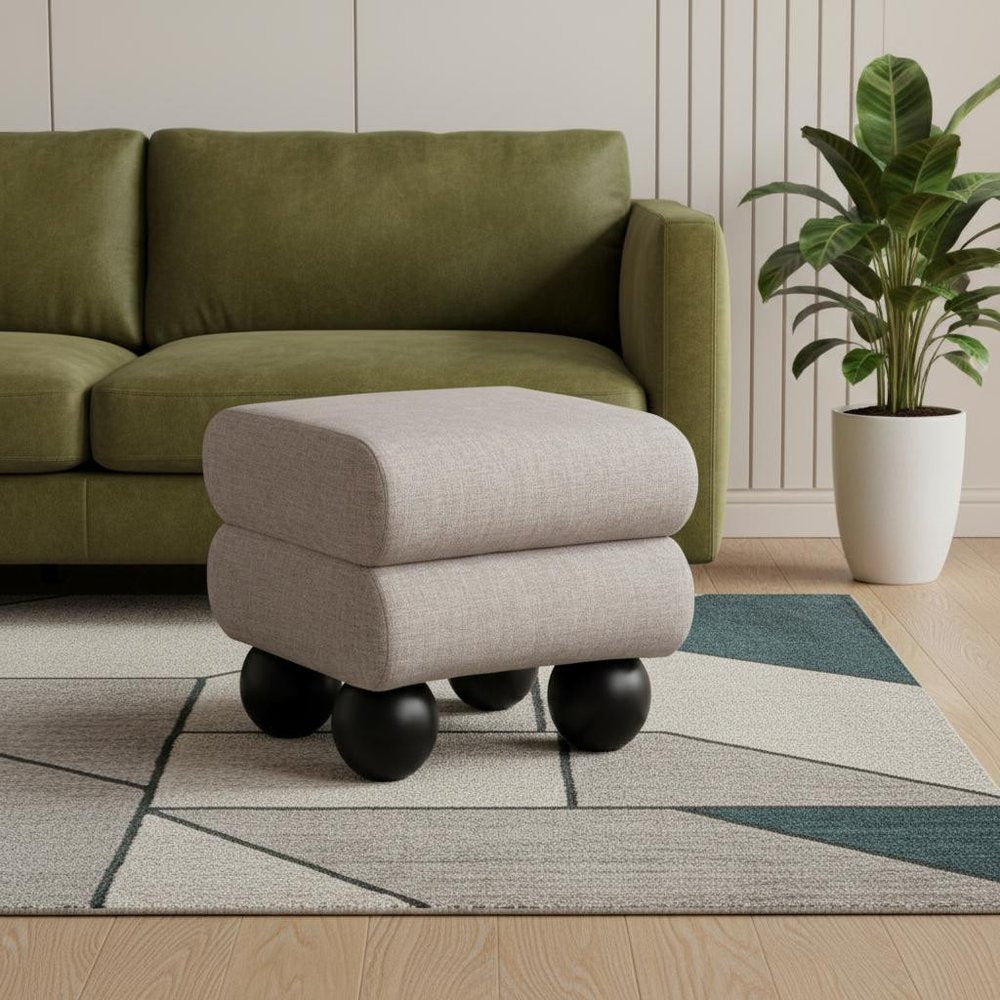 20" Gray and Black Manufactured Wood and Upholstery Ottoman HomeRoots