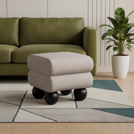 20" Gray and Black Manufactured Wood and Upholstery Ottoman