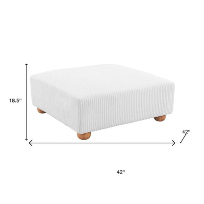 42" White And Natural Corduroy Upholstered Ottoman HomeRoots
