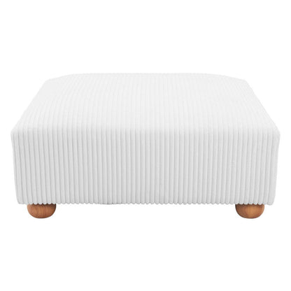 42" White And Natural Corduroy Upholstered Ottoman HomeRoots