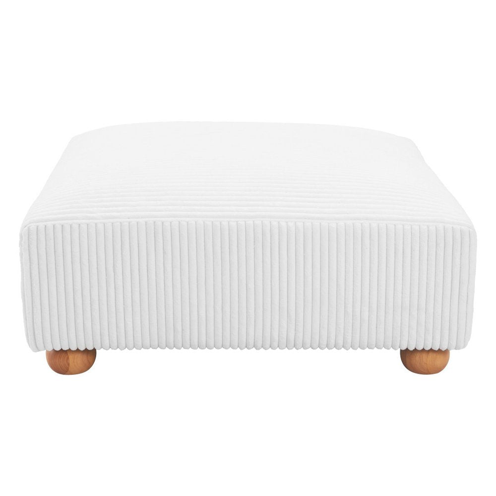 42" White And Natural Corduroy Upholstered Ottoman — view 5