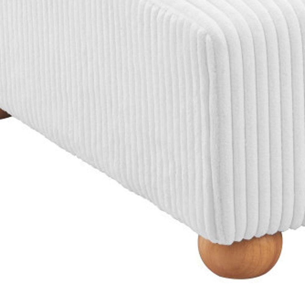 42" White And Natural Corduroy Upholstered Ottoman HomeRoots